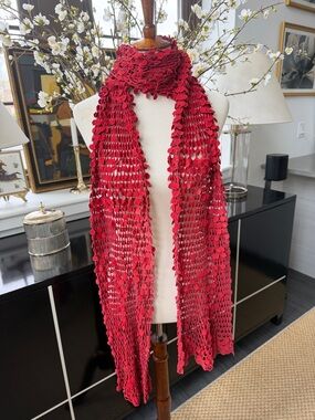 Suede Open-Work Scarf 90”L